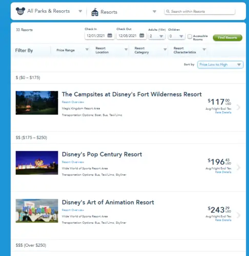Rates for Fall/Winter 2021 at Walt Disney World are now available