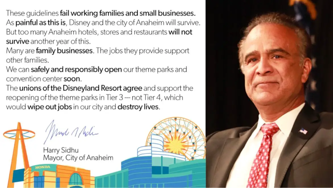 Anaheim Mayor releases a statement regarding theme park reopening guidelines