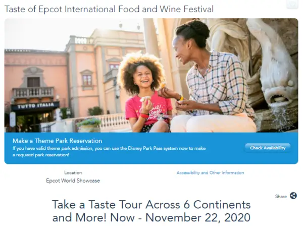 Taste of Epcot Food & Wine Festival now has an end date