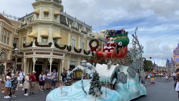 Here comes Santa Clause right down Main Street USA