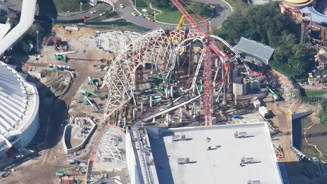 Aerial view of the canopy for Tron Lightcycle Run