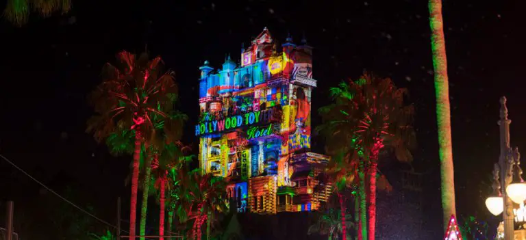 Holiday Projections Return to Tower of Terror in Hollywood Studios