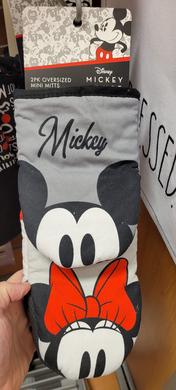 New Disney Mickey Mouse 2pk Oversized Mini Oven Mitts Gray Pot Holder