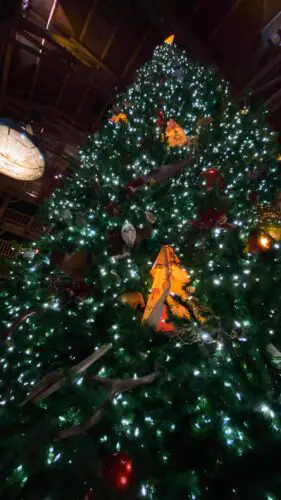 Disney's Wilderness Lodge is decorated for Christmas