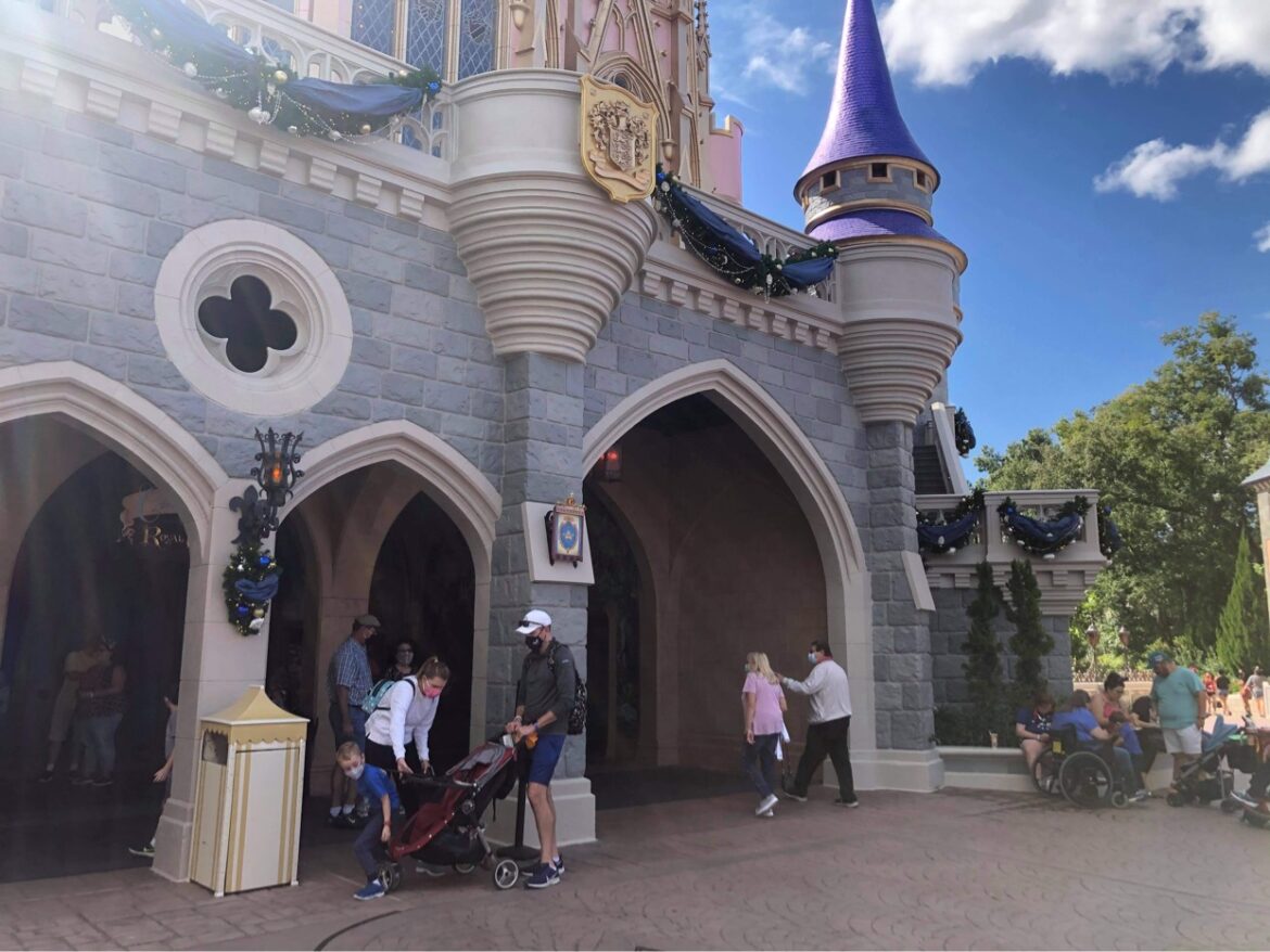 Holiday overlay being added to Cinderella Castle