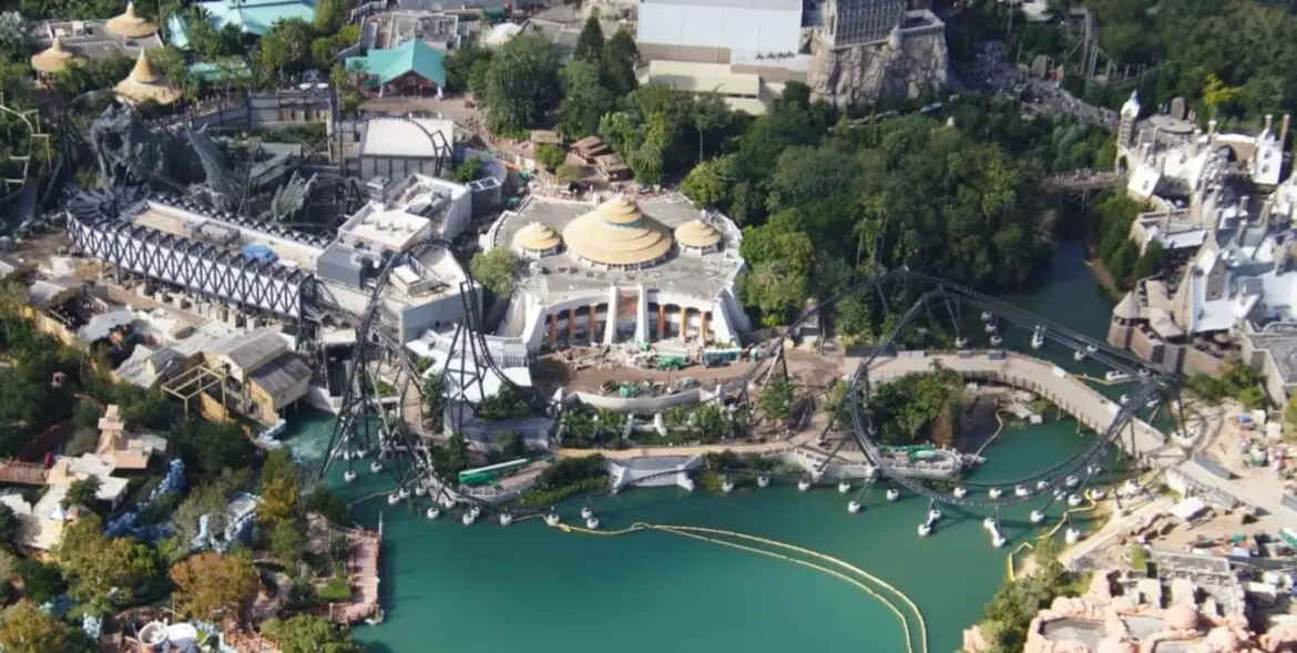 Aerial View of The Jurassic World VelociCoaster at Universal Orlando