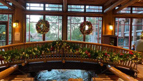 Disney's Wilderness Lodge is decorated for Christmas