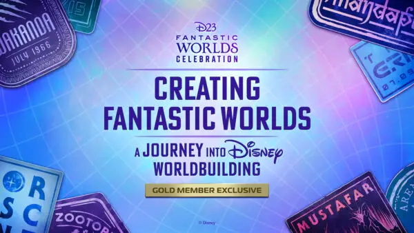 Lineup of presenters for D23 Fantastic Worlds Celebration