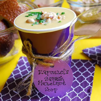 Rapunzel squash and hazelnut soup