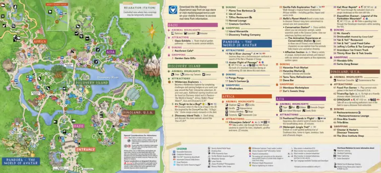 Two attractions have been removed from new Animal Kingdom Park Maps