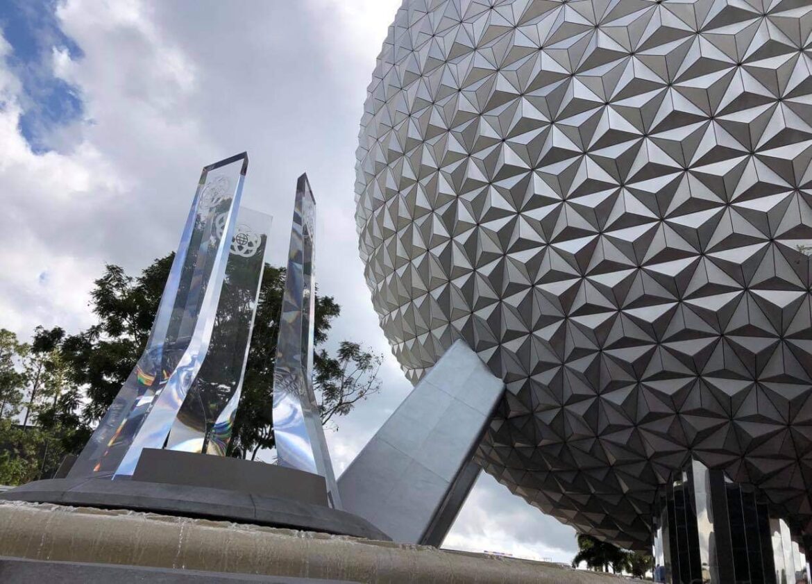 Closer look at the new Epcot Fountain & Pylons
