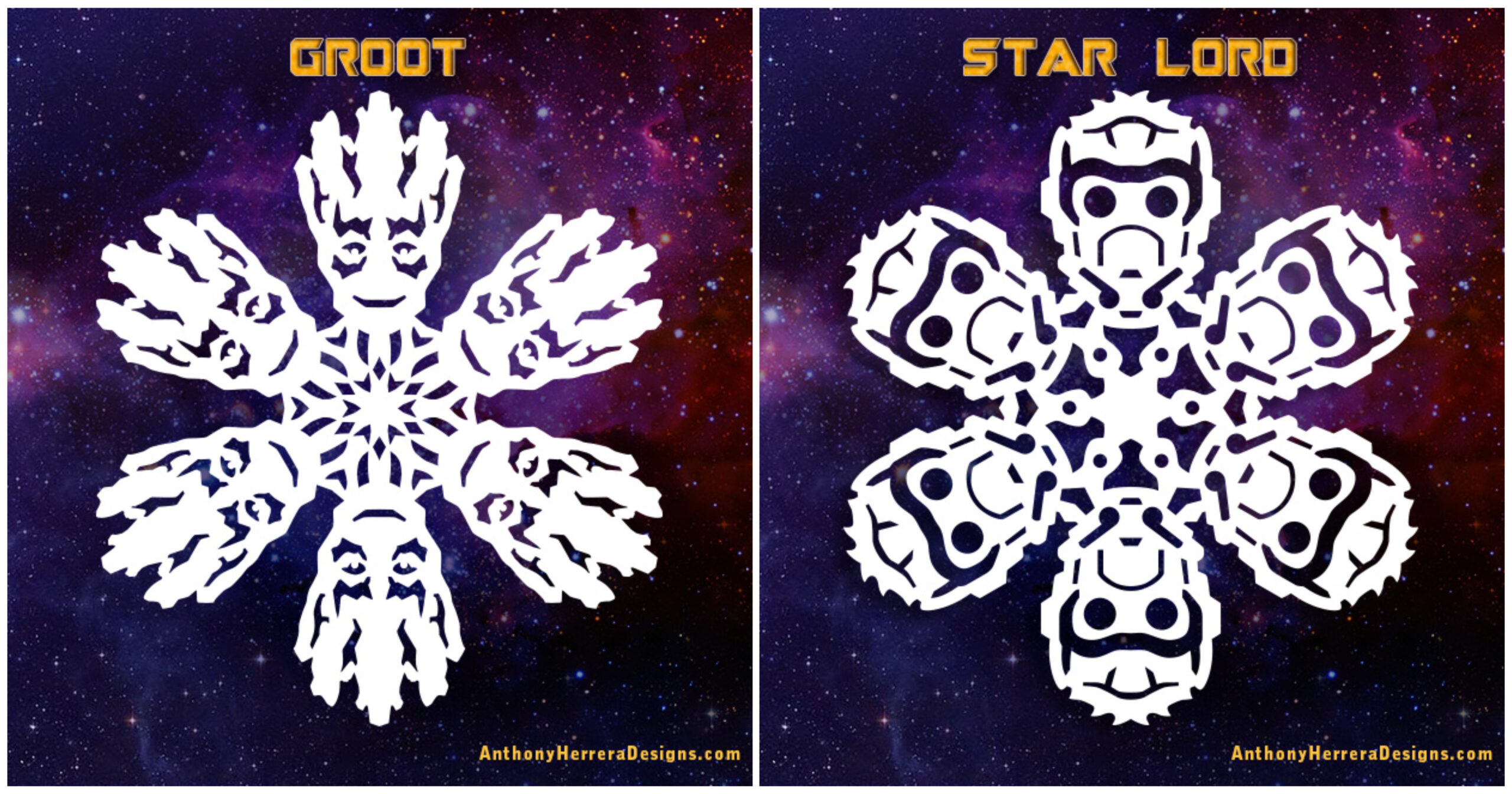 Make your own Guardians of the Galaxy Paper Snowflakes chipandco.com