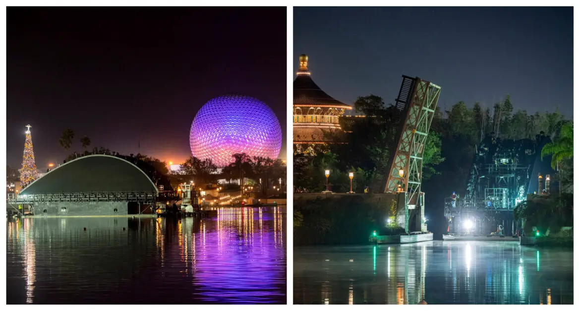 Floating Platforms for Harmonious moved into place in Epcot