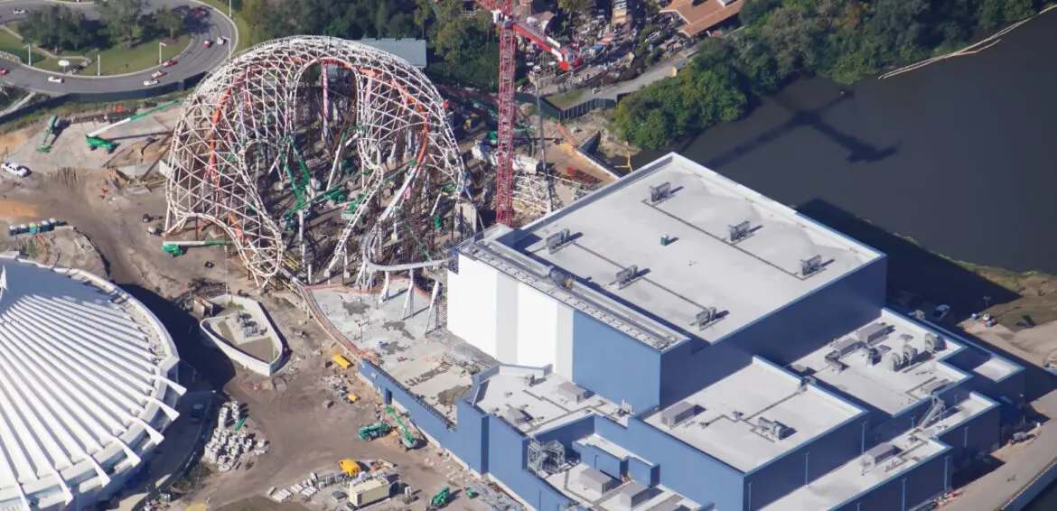 Aerial view of Tron Coaster construction at the Magic Kingdom!