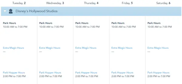 Disney World Theme Park Hours released through Early March of 2021