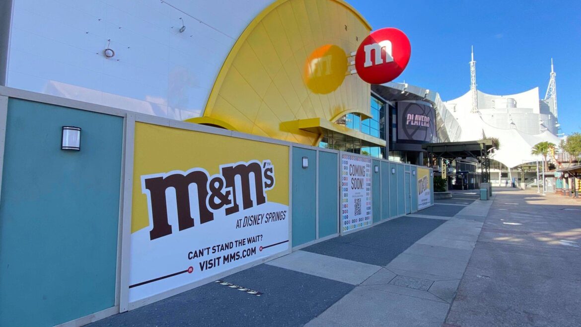 Sign is up at M&M Store in Disney Springs