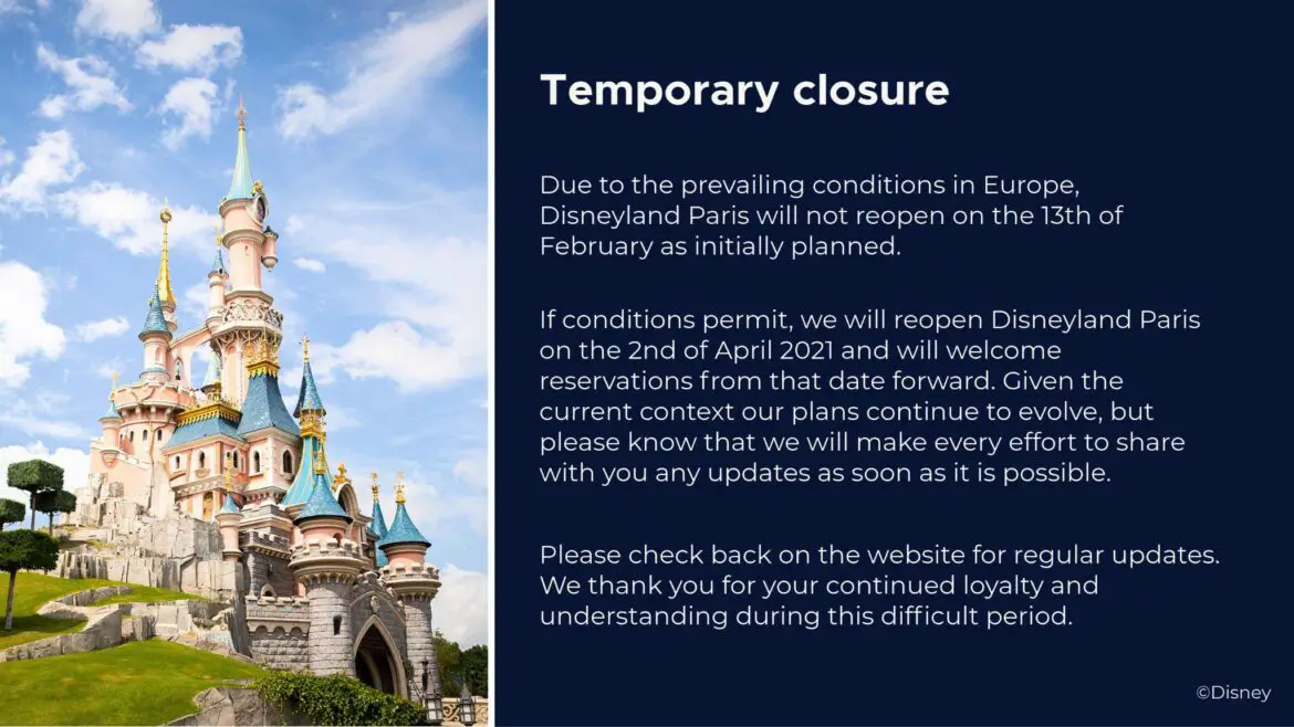 Disneyland Paris to remain closed till April 2nd, 2021