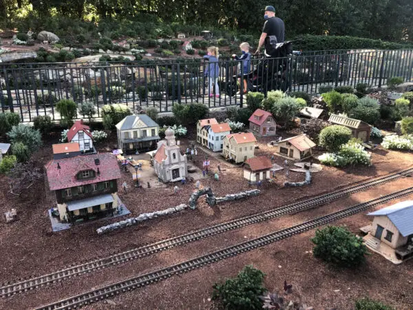 Epcot’s Germany Pavilion Minature Train Village Decorated for Festival of the Arts