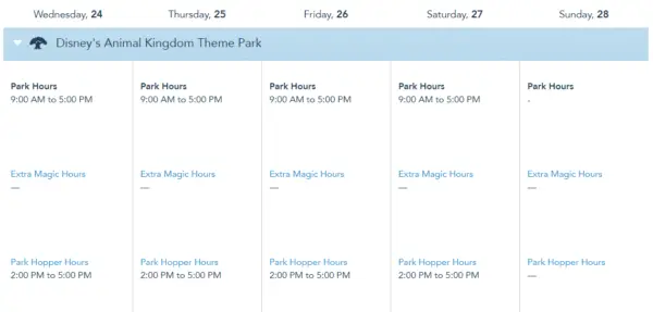 Disney World Operating Hours have been released through March 27