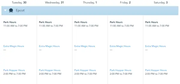 Disney World Theme Park Hours released through April 3rd