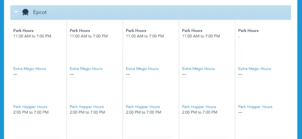 epcot hours