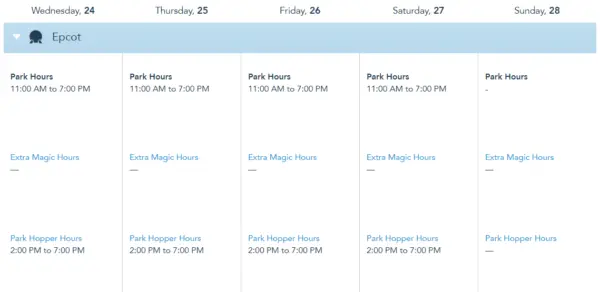 Disney World Operating Hours have been released through March 27