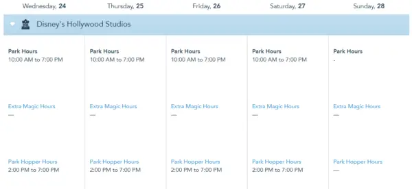 Disney World Operating Hours have been released through March 27