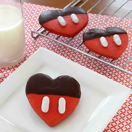 Mickey's chocolate dipped valentine cookies