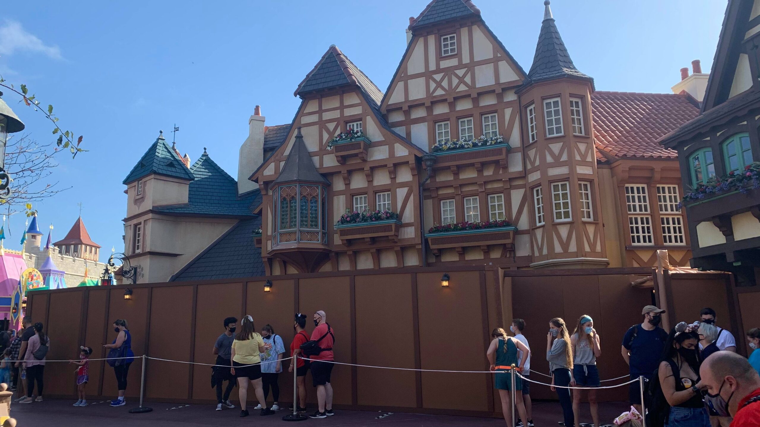 Construction walls up around Peter Pan's Flight in the Magic Kingdom