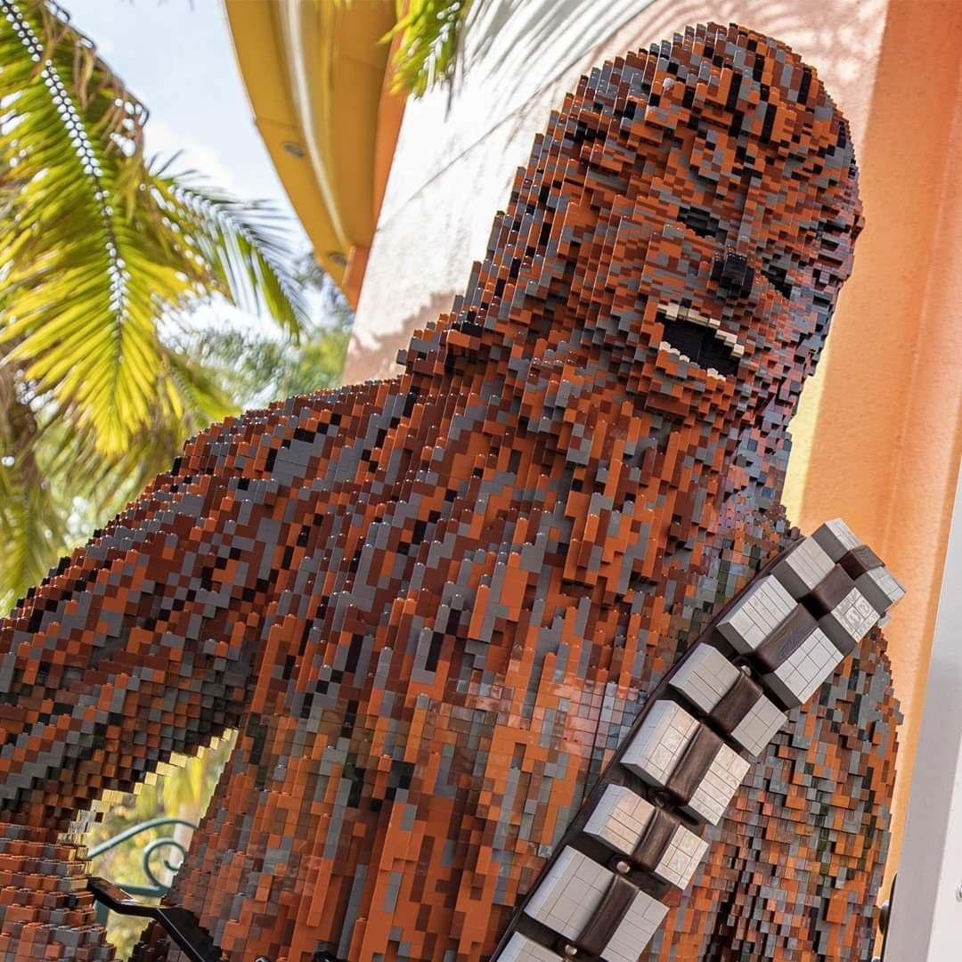 Chewbacca lands at the Lego Store in Downtown Disney