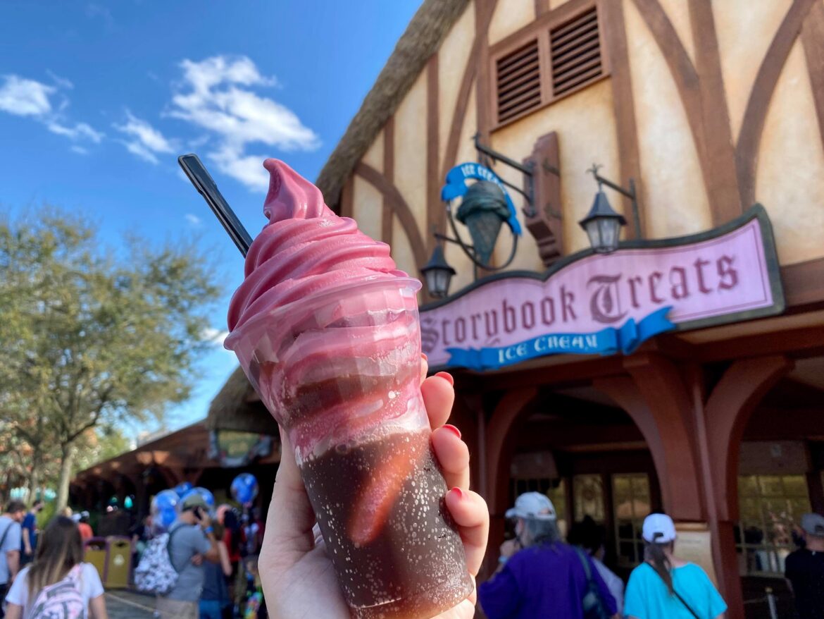 Cherry Soft Serve is a treat for your taste buds at Storybook Treats in Magic Kingdom