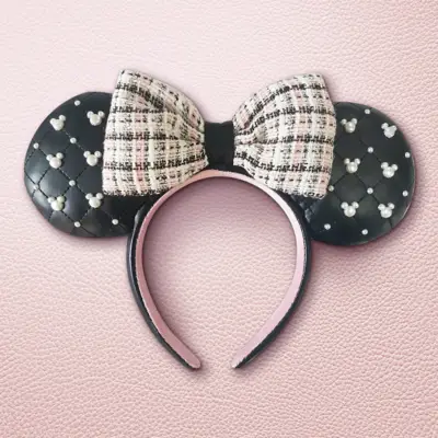 Chic New Tweed And Pearl Minnie Ears spotted at Disney World