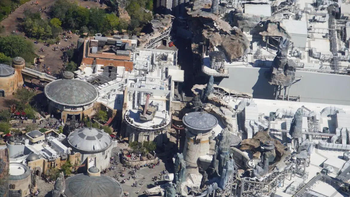 Aerial view of where Star Wars Galactic Starcruiser shuttles to Batuu will dock in Hollywood Studios