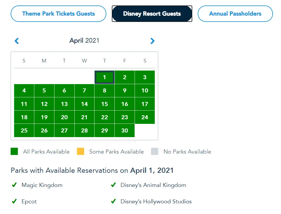 Disney Park Passes have been refilled for Spring Break