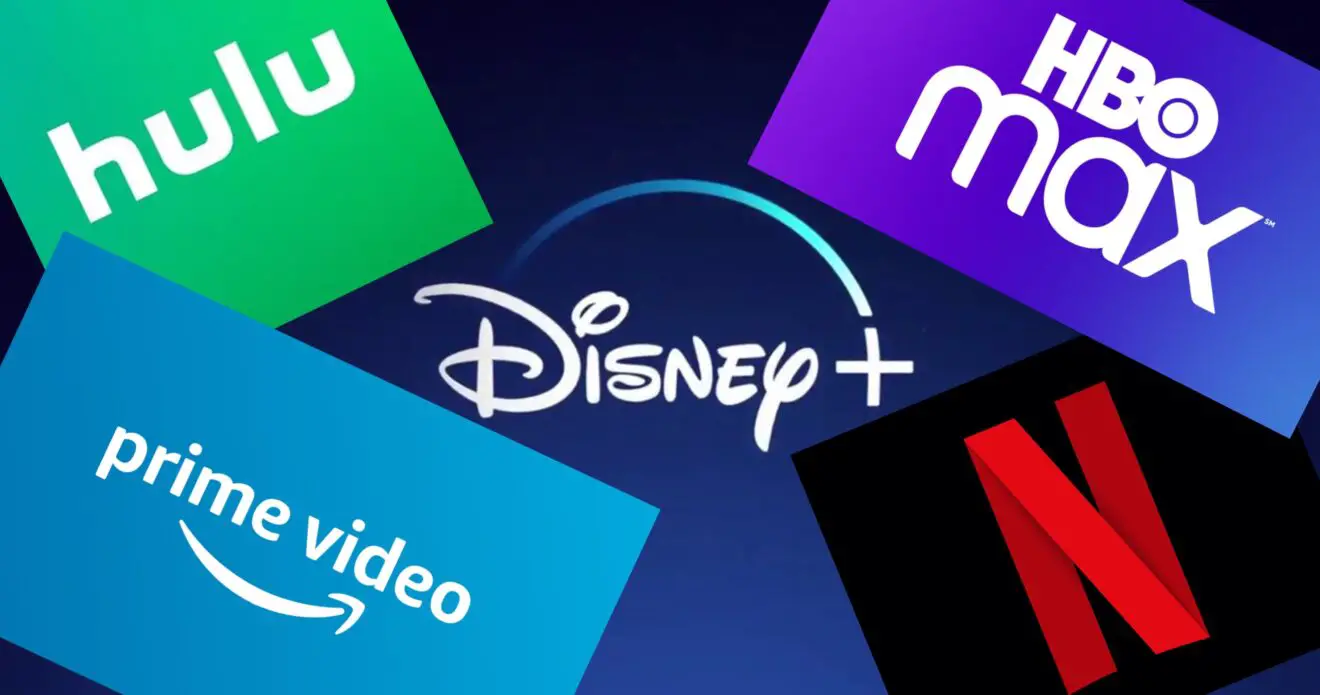 Disney+, Netflix, HBO Max, Amazon Prime Video, Hulu Logos