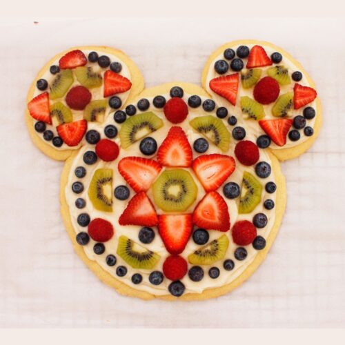 Mickey shaped dessert pizza