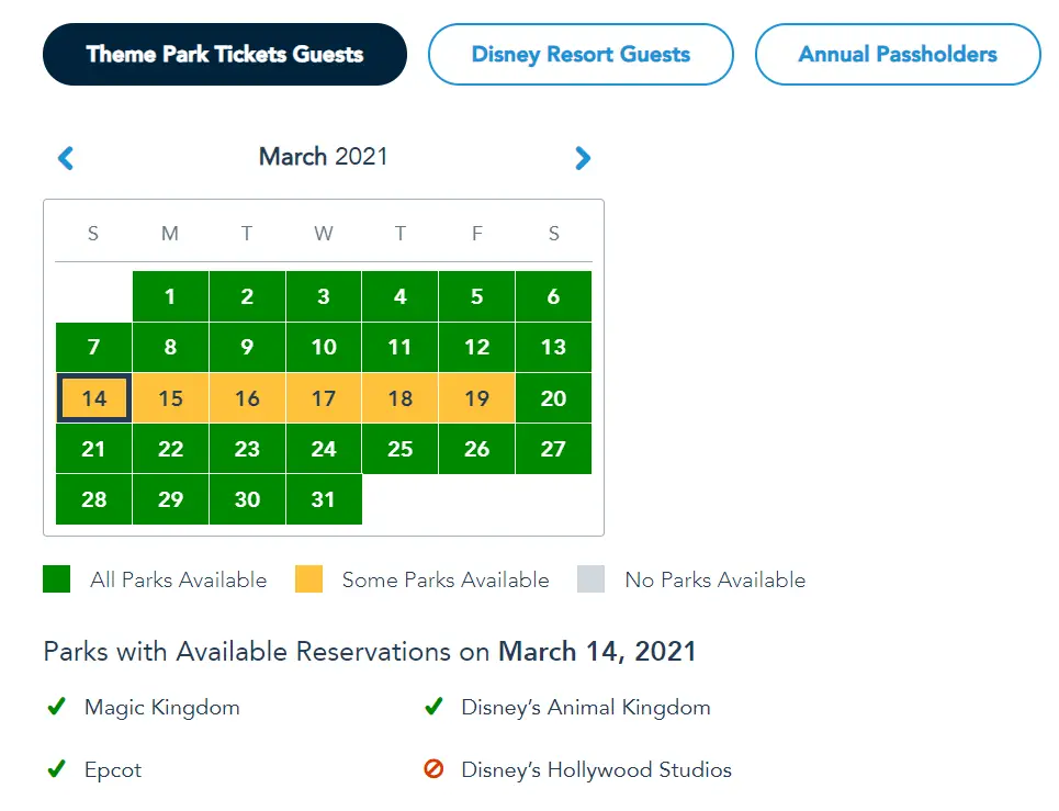 Disney Park Passes have been refilled for Spring Break
