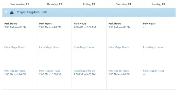 Disney World Operating Hours have been released through April 24th