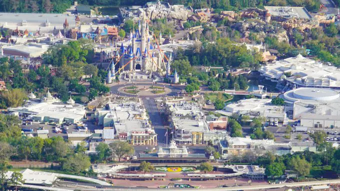 Aeriel view of a closed Disney World from 1 year ago