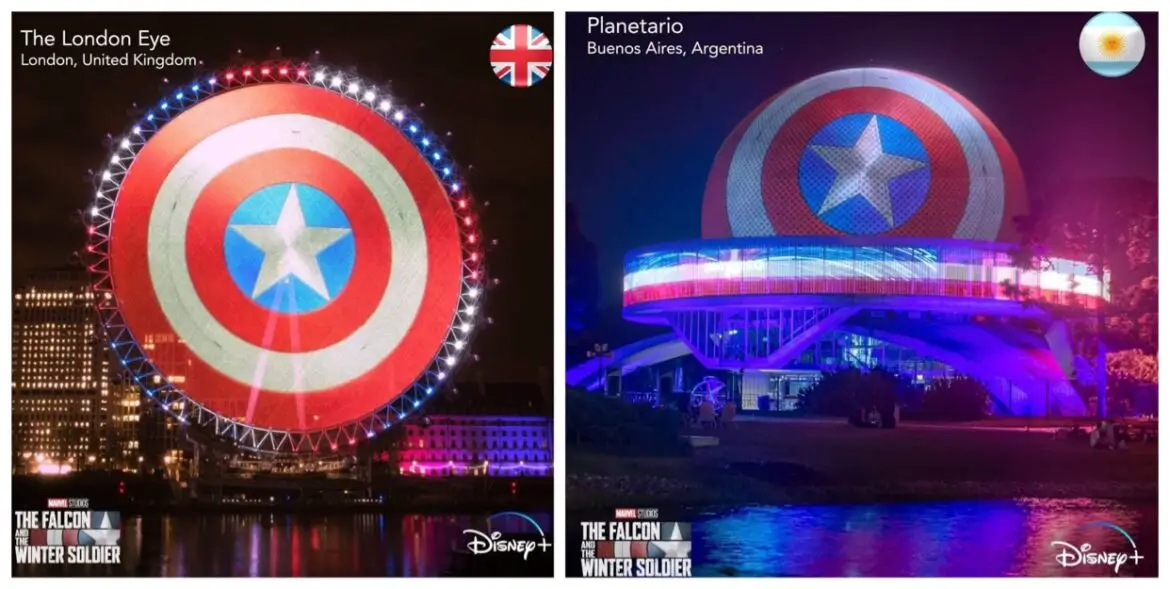 Captain America’s Shield Displayed around the Globe for “The Falcon & Winter Soldier” premiere