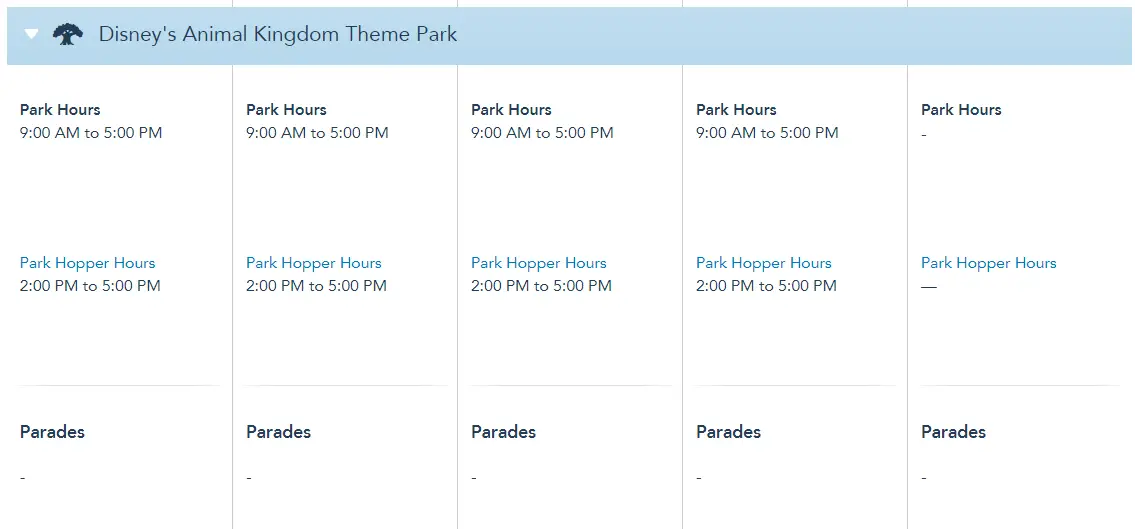 Disney World Theme Park Hours released through the end of May