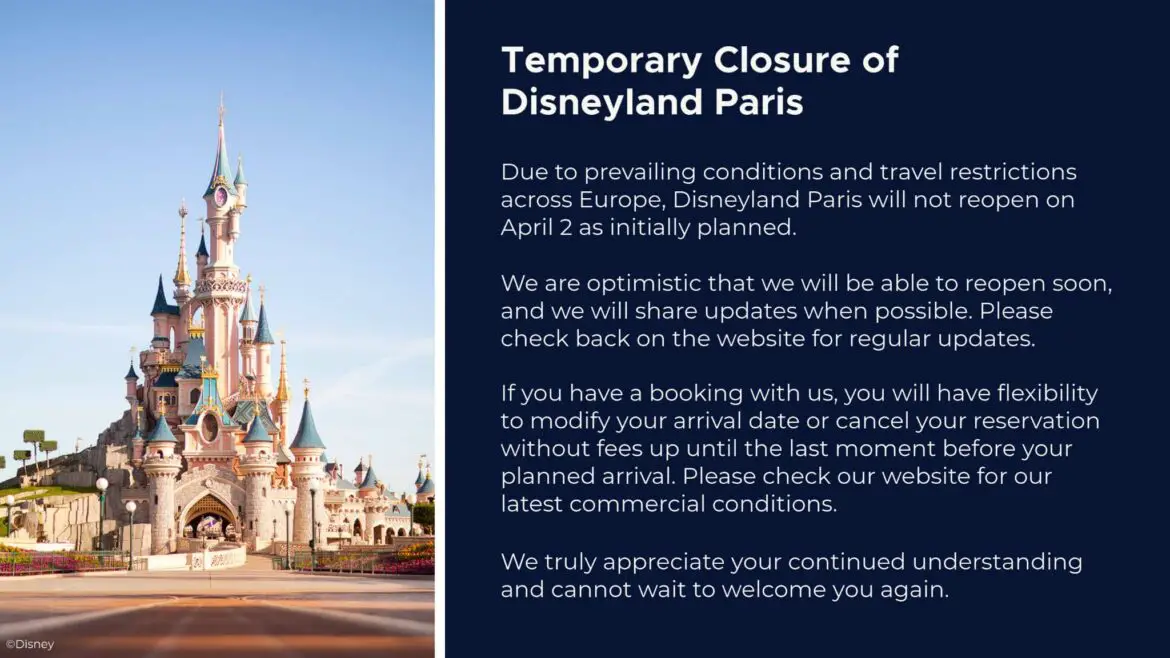 Disneyland Paris to Remain Closed until Further Notice