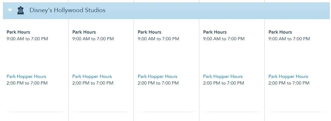 Disney World Theme Park Hours added through June 5th