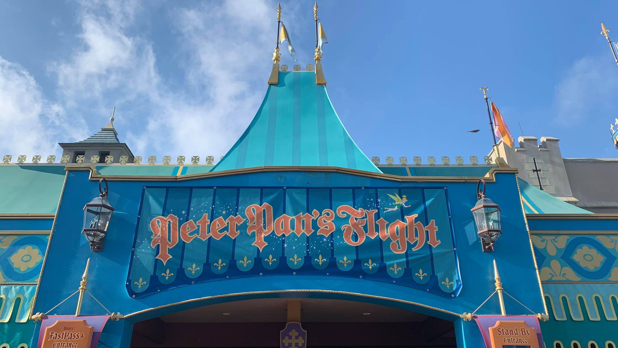 Peter Pan’s Flight Sign Replaced with Temporary Banner During Refurbishment