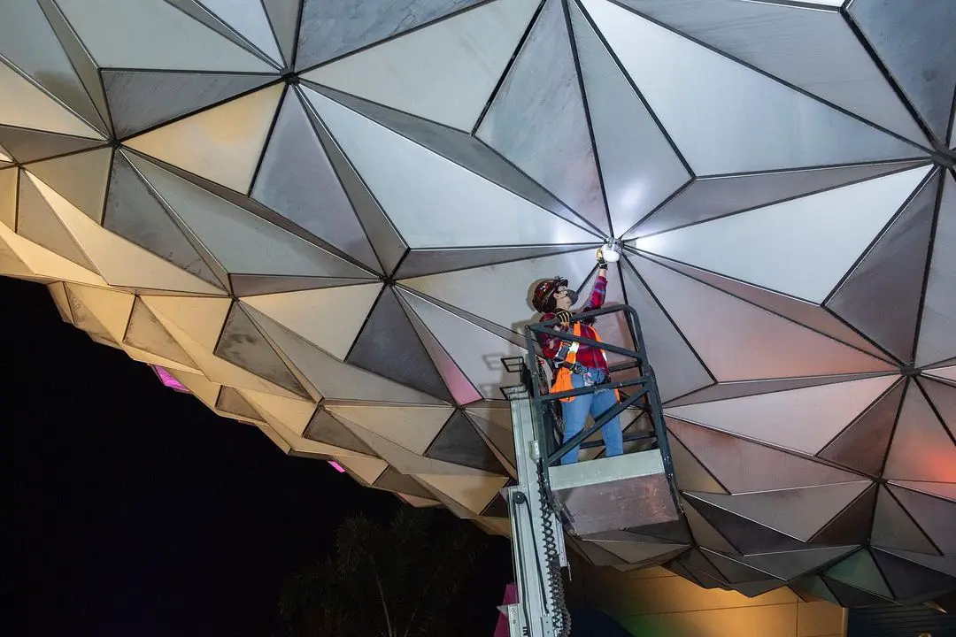 Disney shares first look at Spaceship Earth lighting being added