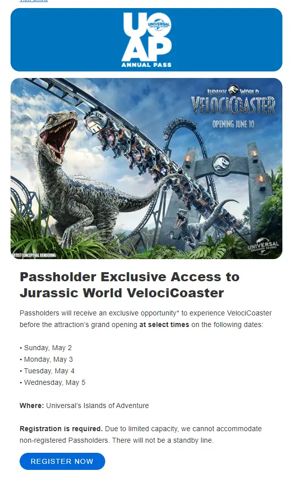 Universal Orlando Passholders get a sneak peek to Jurassic World VelociCoaster