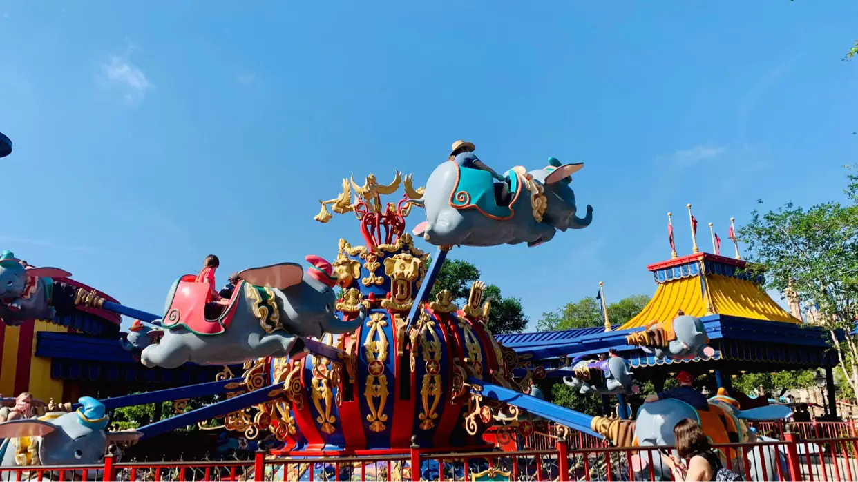 Dumbo being repainted for Disney World 50th Anniversary