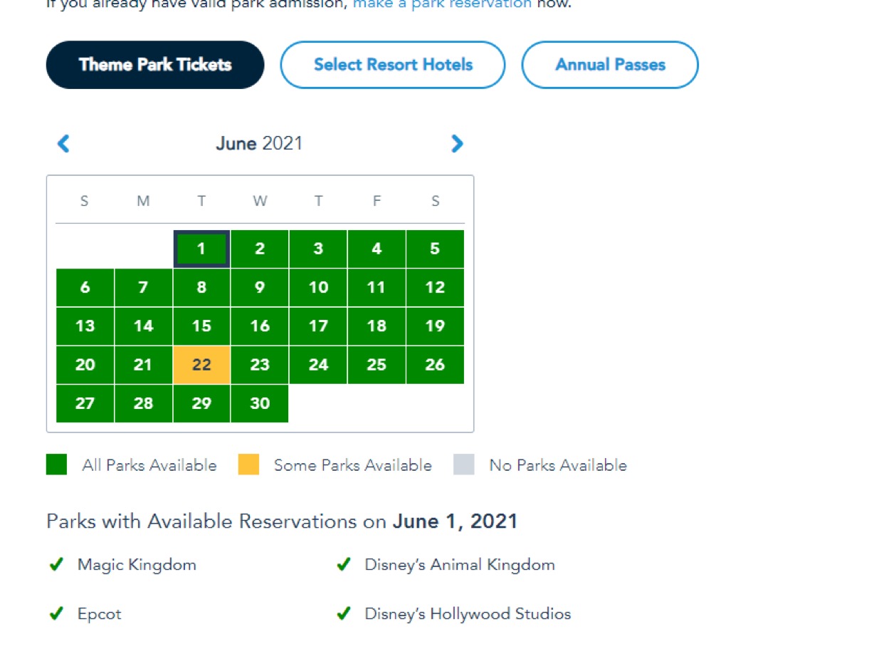 Disney World Opens more theme park availability for June
