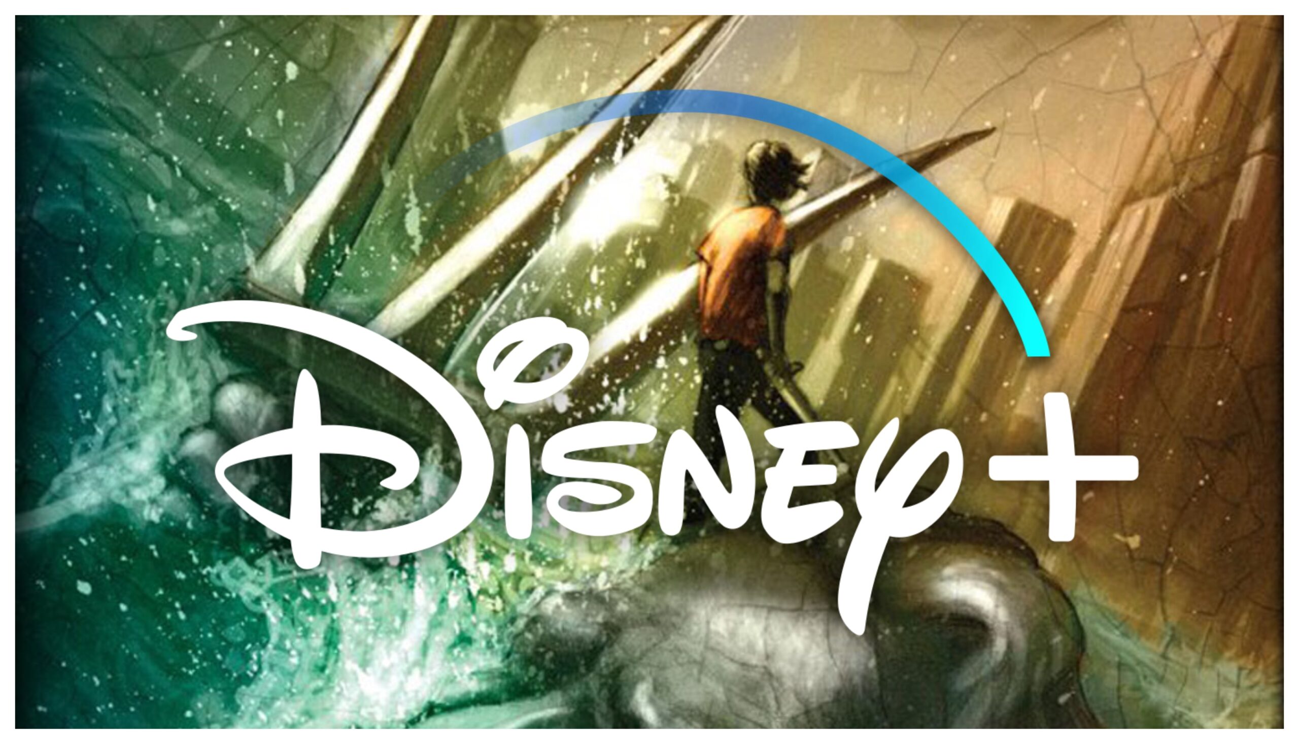 Percy Jackson cover with Disney+ logo overlay