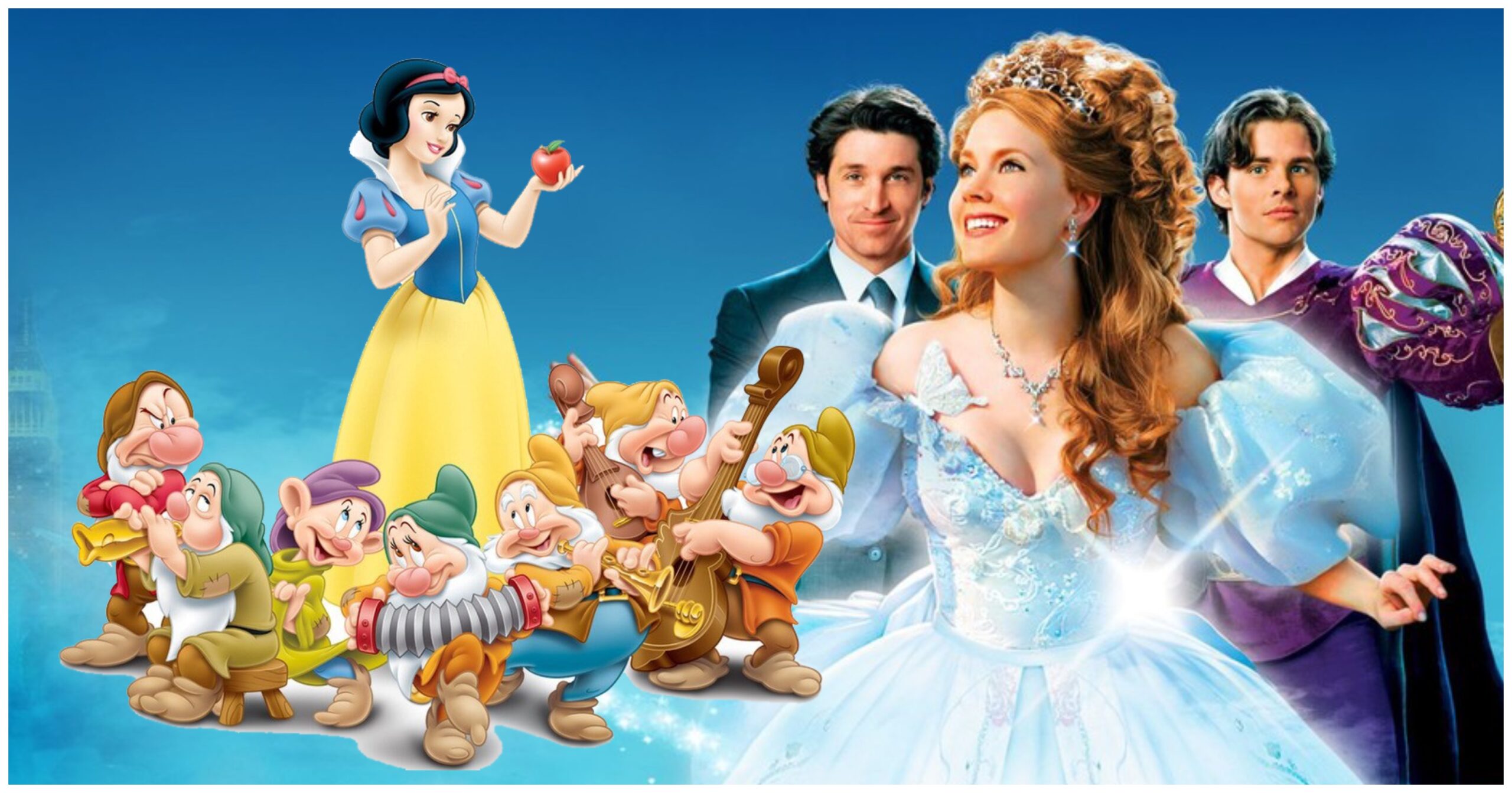Snow White and the Seven Dwarfs (left) Enchanted Cast (right)